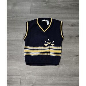 Vintage B.T Kids Nautical Sailboat‎ Embroidered  Boys Sweater Vest Size 5